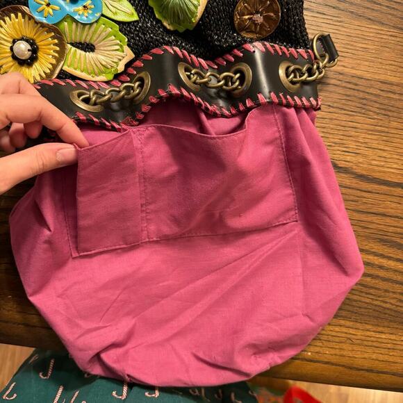 Vintage Y2K Tua Braccialini Collectors Shoulder Bag Vibrant Handbag Floral Pearl - Picture 12 of 16